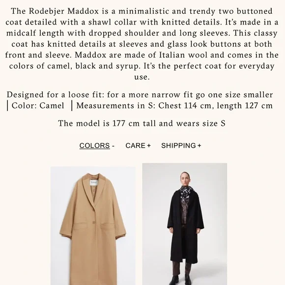 Rodebjer Maddox Coat in Camel